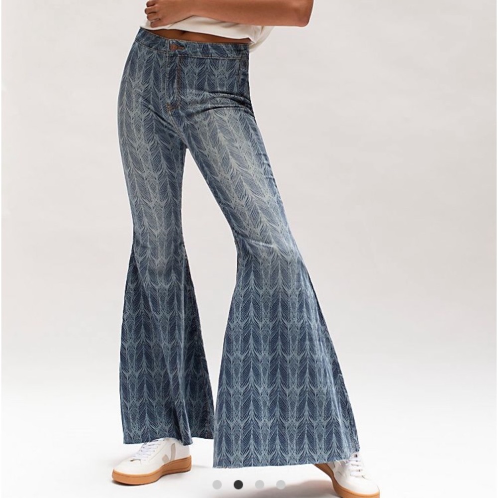Free People Just Float On Printed Flare Jeans